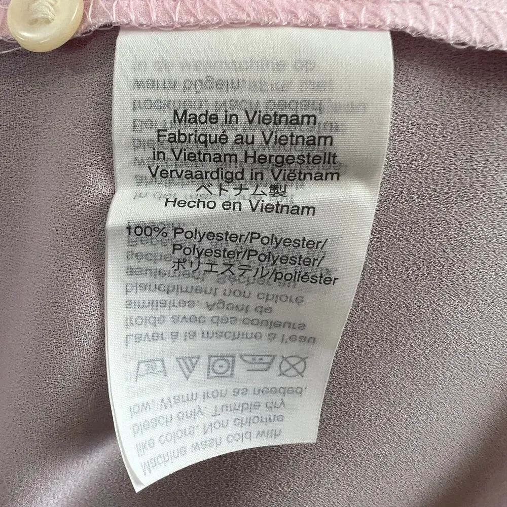J. Crew 365 Drapey Cap-Sleeve Top Light Pink Slit Front Blouse Bib Front H8094 M
